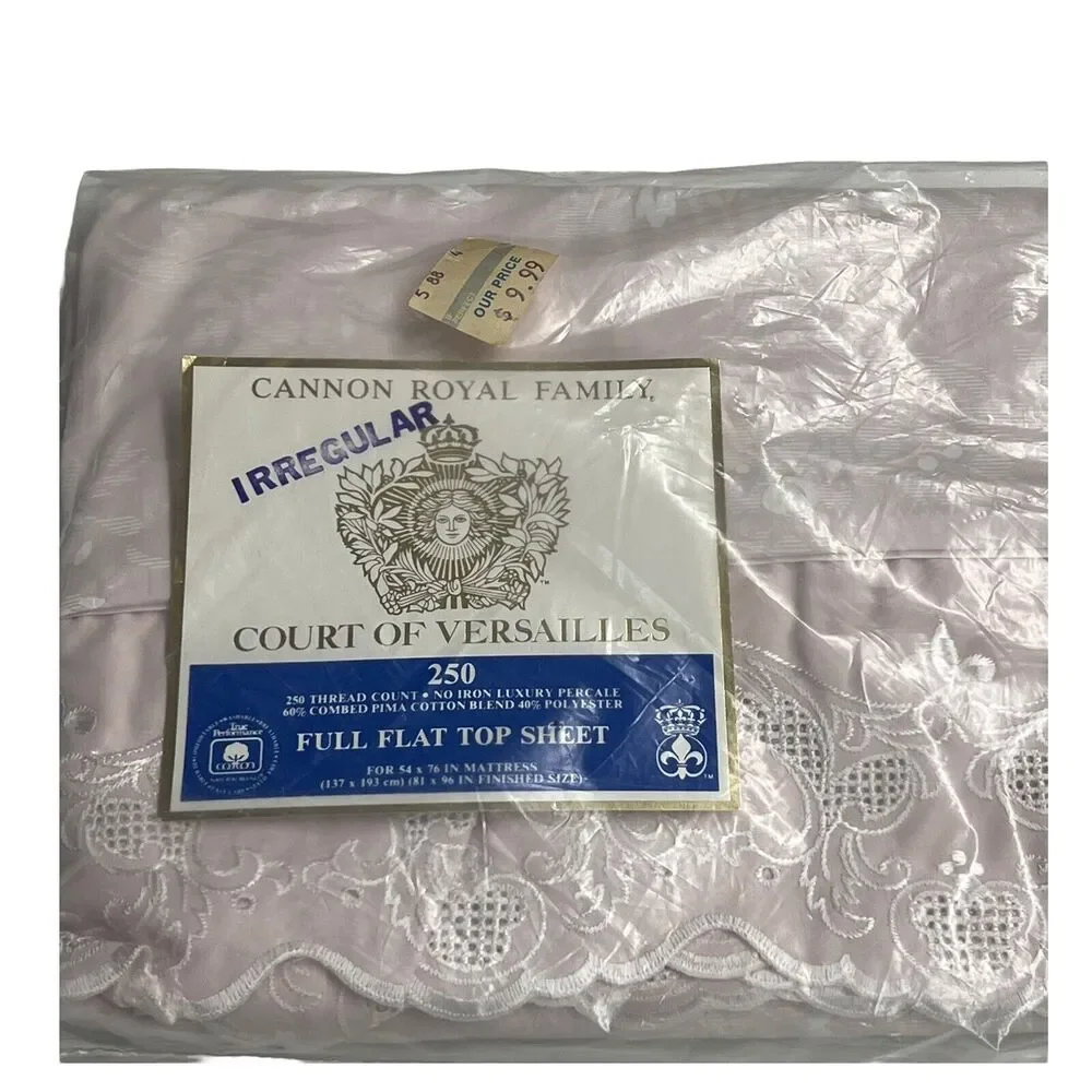 Cannon Royal Family Court of Versailles‎ Embroidered Full Flat Sheet Blush Pink